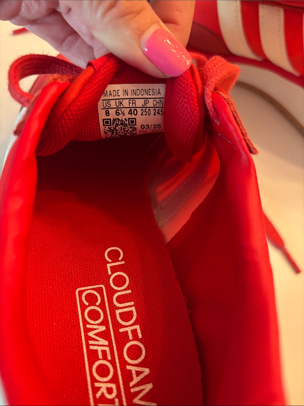 adidas Red Athletic Sneakers with White Stripes - Picture 4 of 4